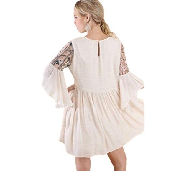 Umgee Natural Color Embroidered Dress - Picture 4 of 9